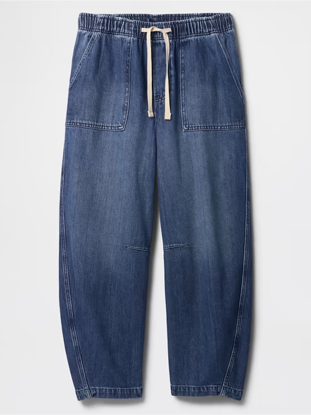GAP Denim Supersoft Pull On Barrel Medium Wash Jean size Medium